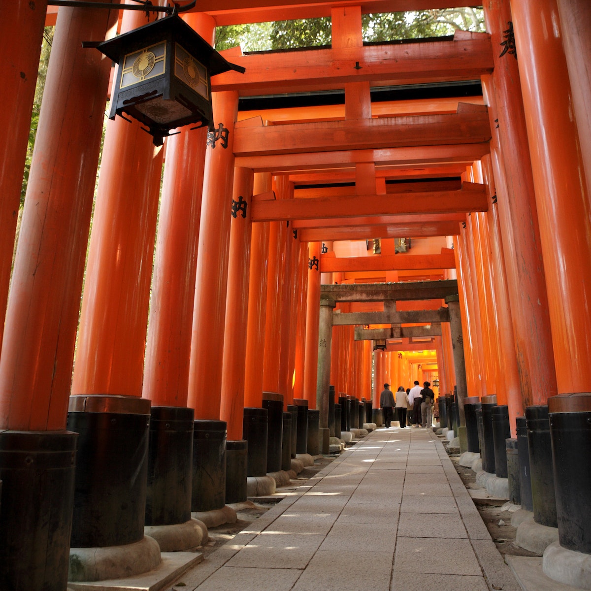 Red torii (shrine gates) at Fushimi-Inari Taisha shrine.