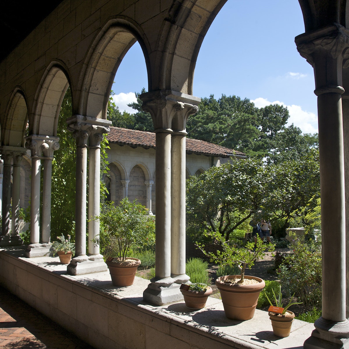 The Cloisters, Double capitals on columns in Trie Cloister, part of the Metropolitan Museum of Art, Ft. Tryon Park, Upper Manhattan, New York, NY