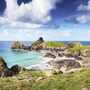 Overview of Kynance Cove on Lizard Peninsula.