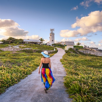 Woman walking in Punta Sur, Isla Mujeres, Mexico