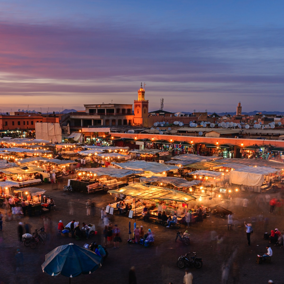 Night view of Djemaa el Fna square, Marrakech