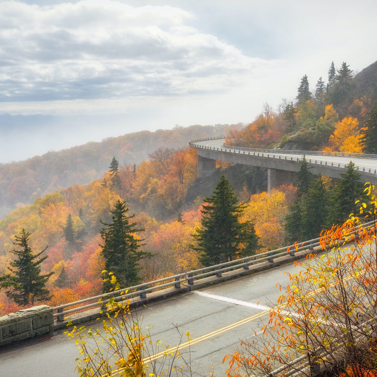 Linn Cove Viaduct along Blue Ridge Parkway.