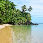 Sandy beach along Lavena Coastal Walk on Taveuni Island, Fiji.