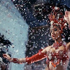 Two samba dancers performing at Carnival.
