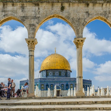 JERUSALEM, ISRAEL JUNE 10 2015: Israeli Temple Mount policeman greets the locals under the arches near the Dome of the Rock on the Temple Mount on June 10 2015 in the Old City of Jerusalem Israel.
408810679
palestine, islam, arch, octagonal, historical, rotunda, caliph, travel, rock, mosque, marble, landmark, middle, history, mount, east, old, dome, israel, religious, historic, architecture, gold, city, sacred, temple, mosaic, panorama, hexagon, omar, holy, tourism, islamic, religion, jerusalem, golden, ancient, arab, land, muslim, shrine, moriah, al-malik, abd, umayyad, qubbat, as-sakhrah