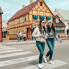 Crossing the street in Solvang, California