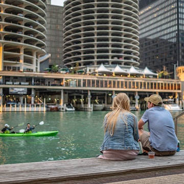 Chicago, IL - September 28, 2021: Friends hang out along Riverwalk, along the Chicago River, downtown in the Loop.
1405281535
riverwalk